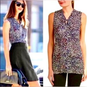 Cabi Osaka Nights Bowie Twist Neck Sleeveless Top V Neck Animal Print Women’s M